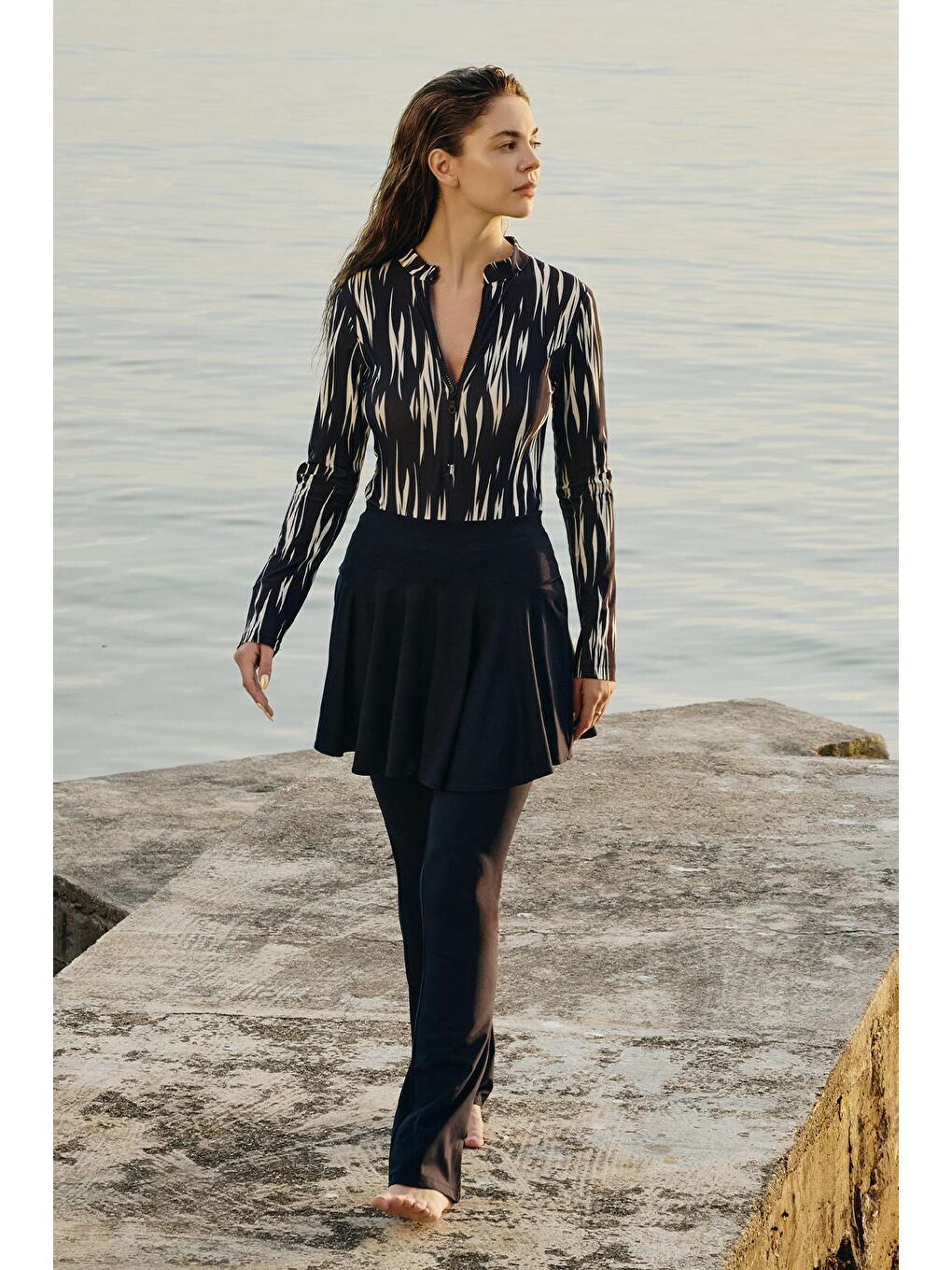 Tesettür Mayo Tenisçi Etek Siyah-3