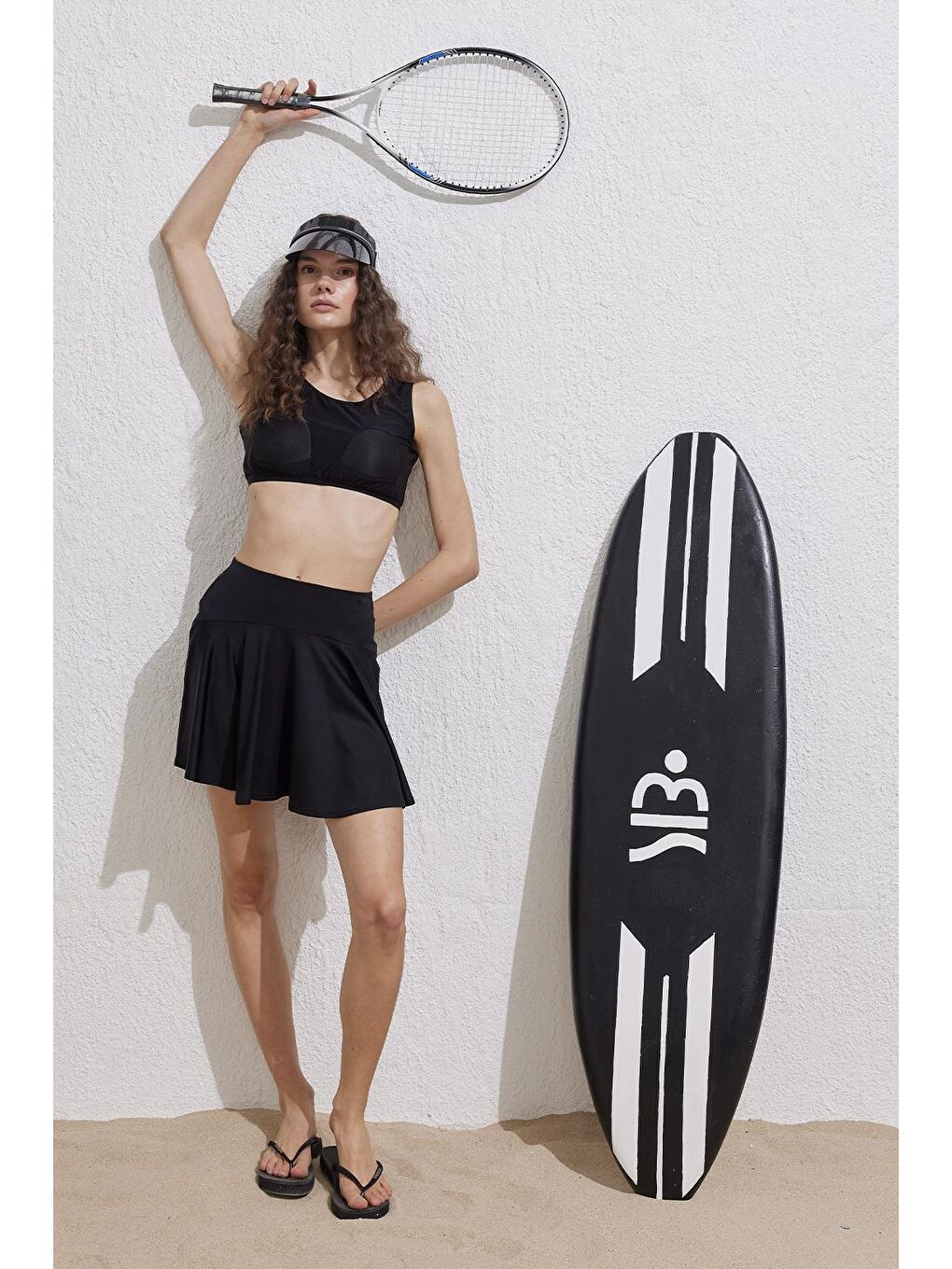 Tesettür Mayo Tenisçi Etek Siyah-5