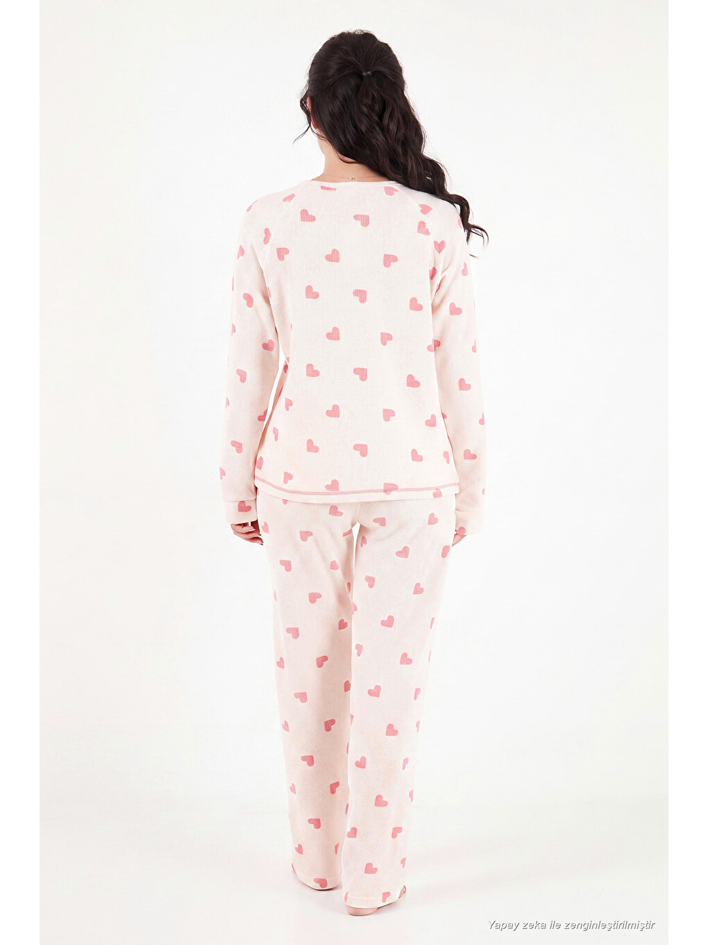 Ekru Desenli Yumuşak Dokulu Uzun Kollu Kadın Pijama Takımı 6575020-6