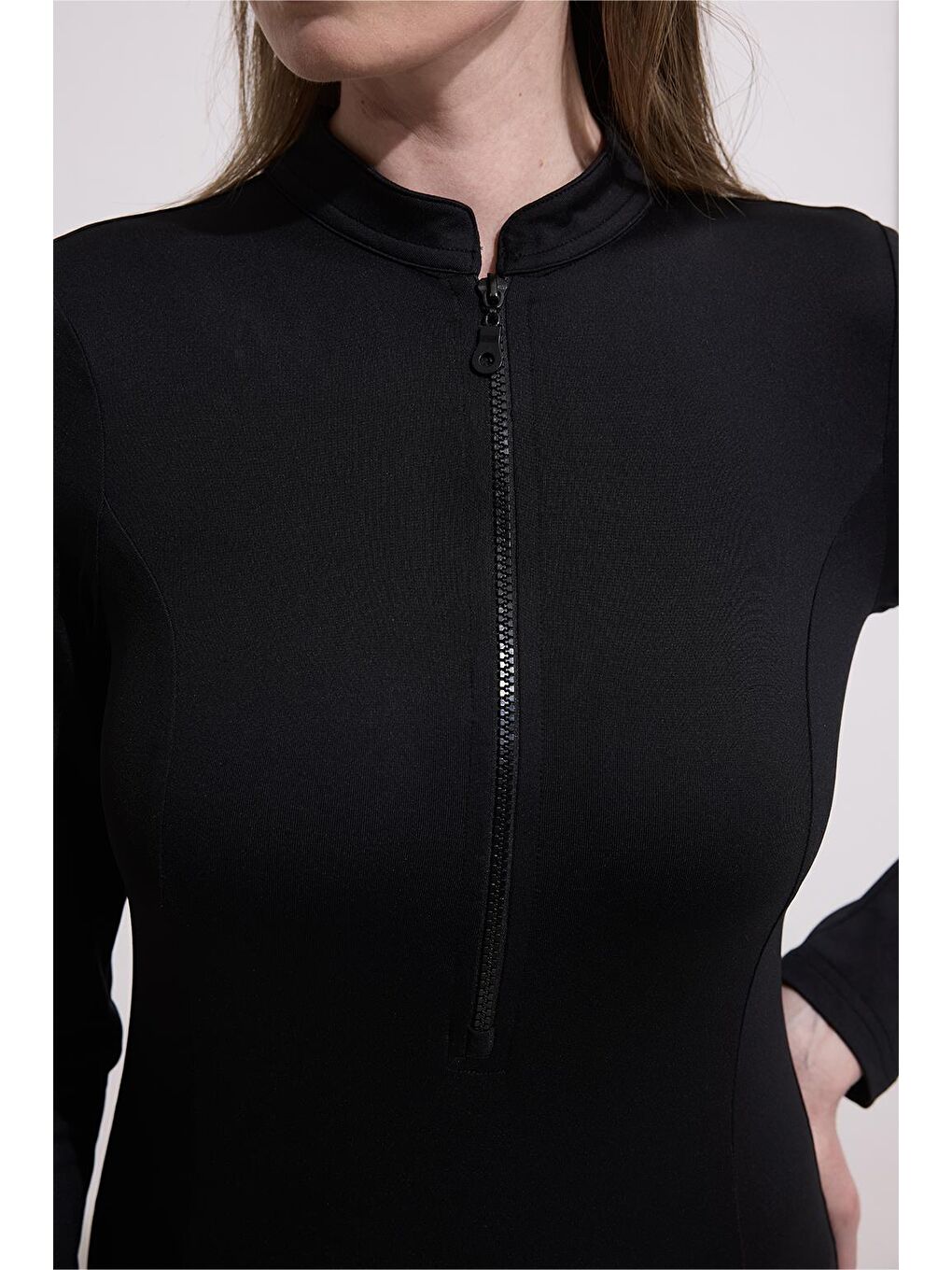 Uzun Kollu Yüzücü Mayo Siyah-2