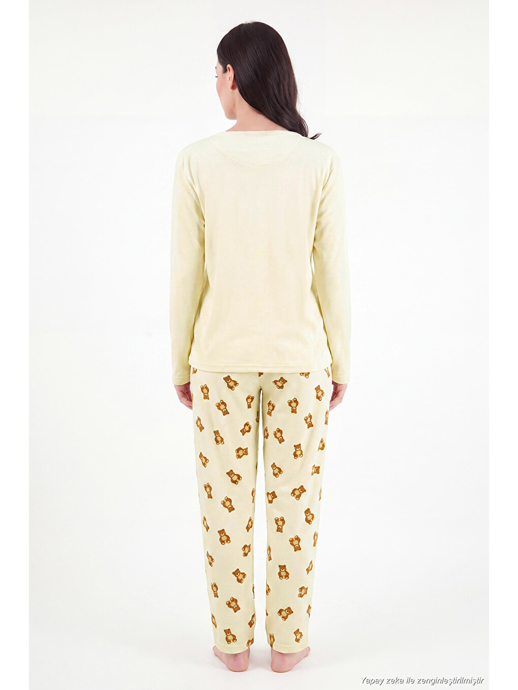 Sarı Desenli Yumuşak Dokulu Uzun Kollu Kadın Pijama Takımı 6575016-6