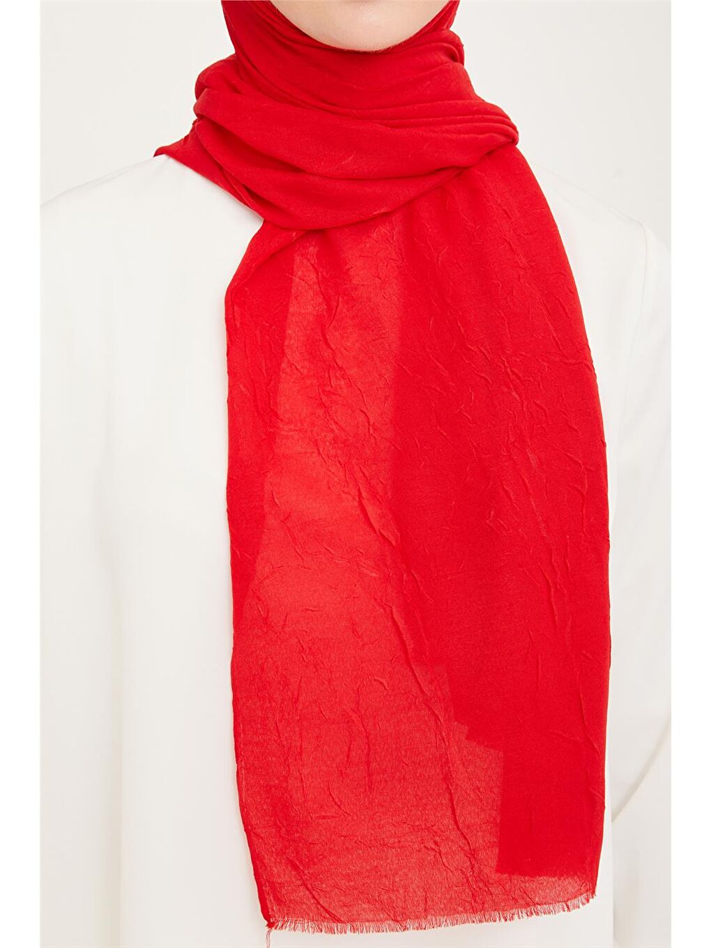 Kırmızı Trend Bambu Crash Şal 102 38-1