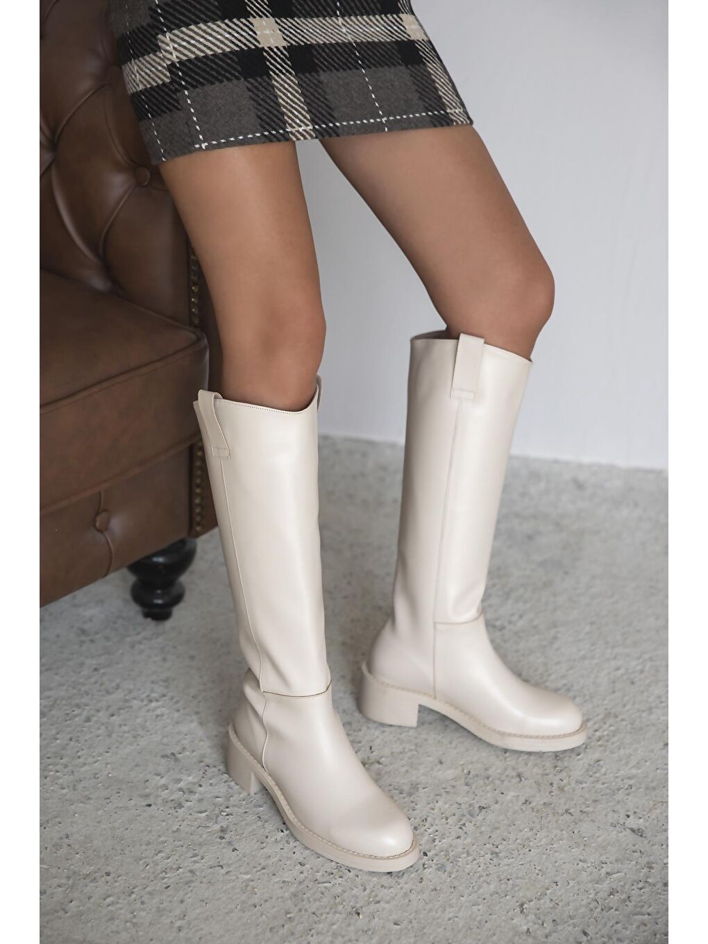 Alice  Kadın Binici  Deri   Çizme Bej