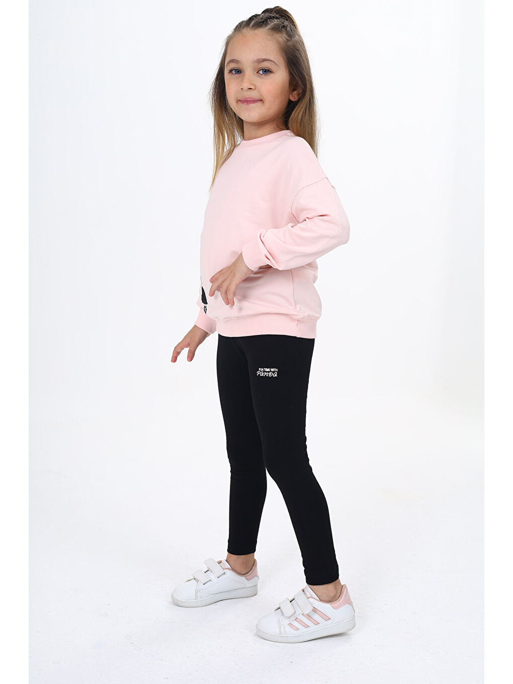 Toontoykids Pembe Kız Çocuk Baskılı Taytlı Takım - 1