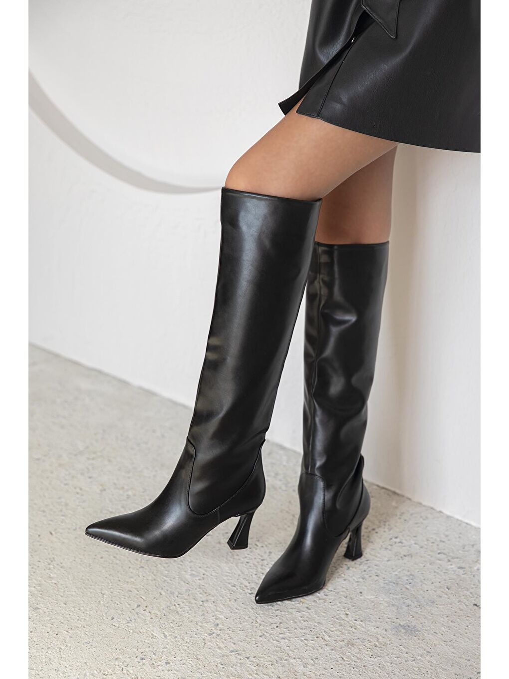 Santa Kadın Pino  Ökçe  Deri  Çizme Siyah-2