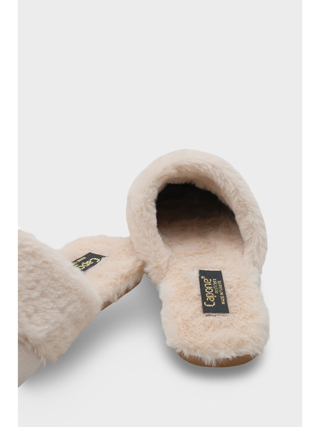 Bej Elyse Kadın Kapalı Gondol Tüylü Terlik-3