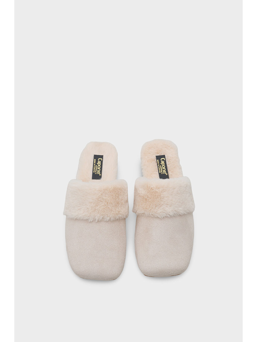 Bej Elyse Kadın Kapalı Gondol Tüylü Terlik-5