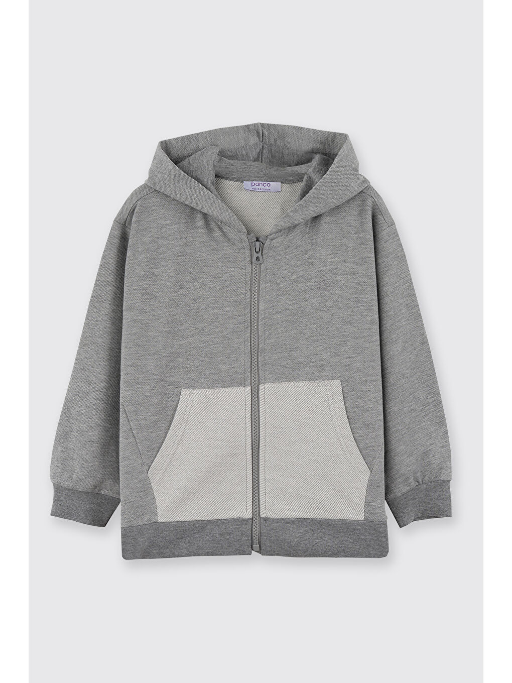 Erkek Çocuk Kapüşonlu Fermuarlı Gri-Melanj Sweatshirt