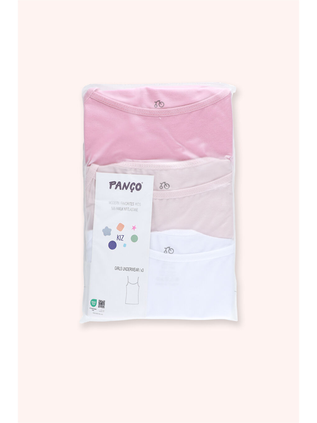 Karışık Kız Çocuk Basic 3'lü İnce Askılı Atlet Seti-1