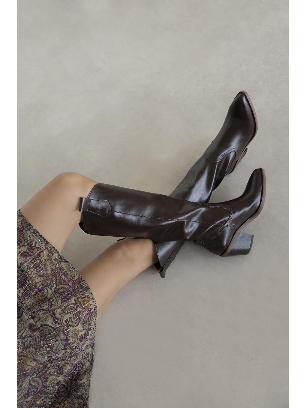 Kahverengi Andrew Kadın Cilt Deri Çizme Kahve