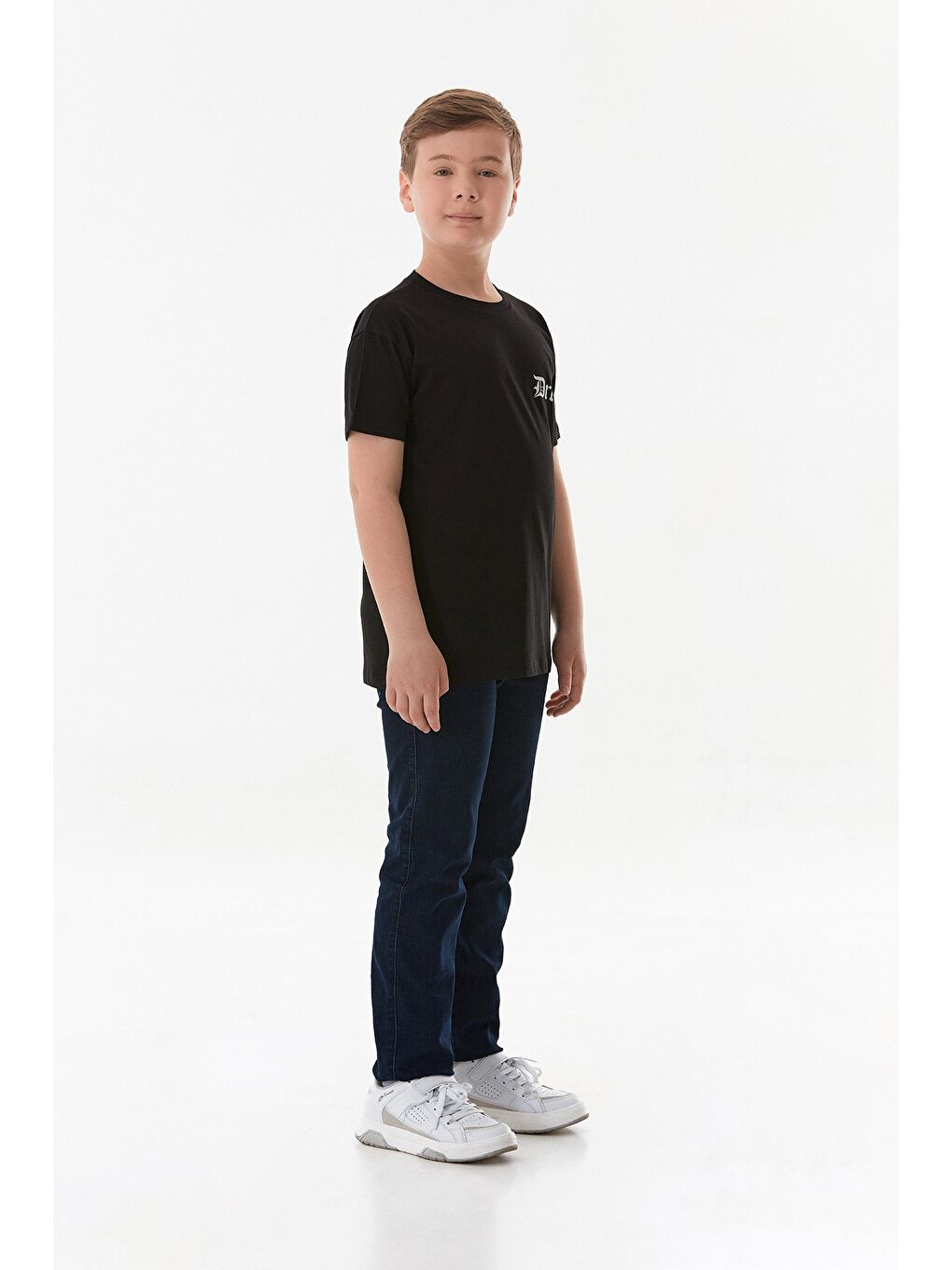 Siyah Dreams Yazı Baskılı Bisiklet Yaka Erkek Çocuk Tişört-3