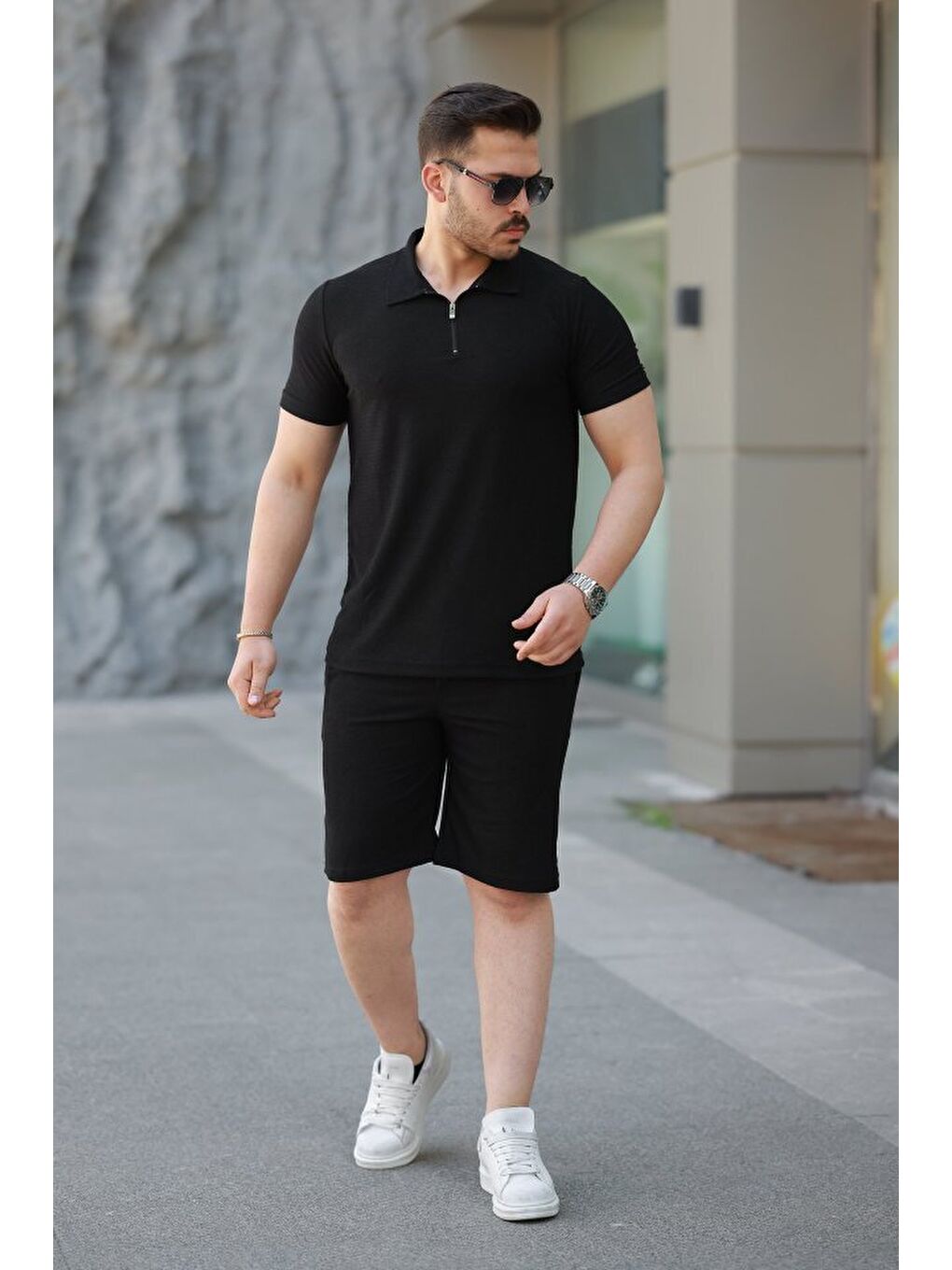 Siyah Erkek Şort Tişört Alt Üst Takım