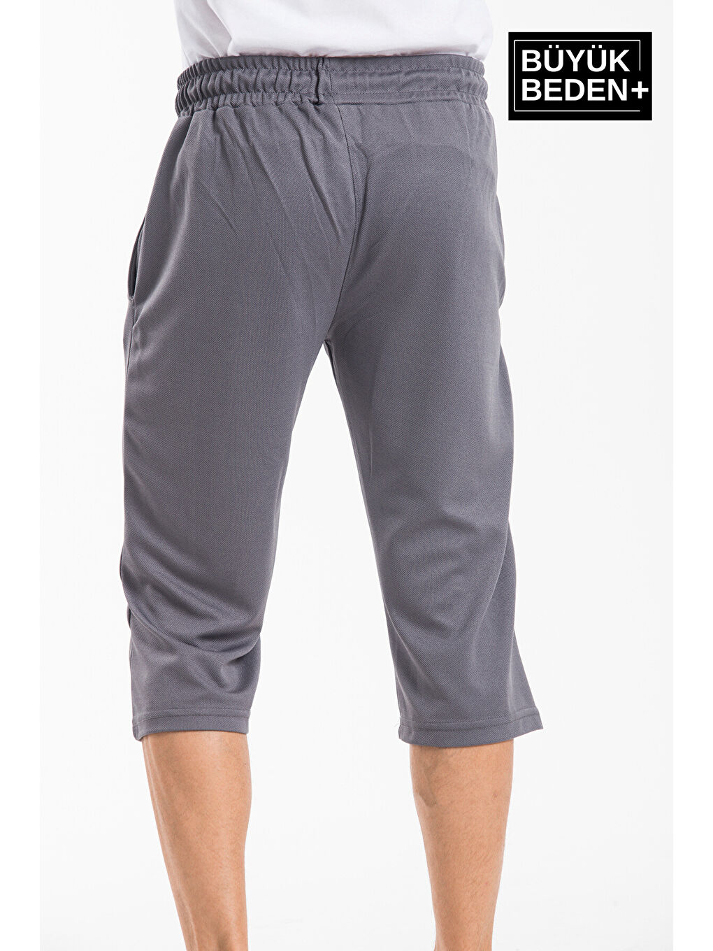 Gri Erkek Büyük Beden Kapri-Şort SPR25BSR90-2