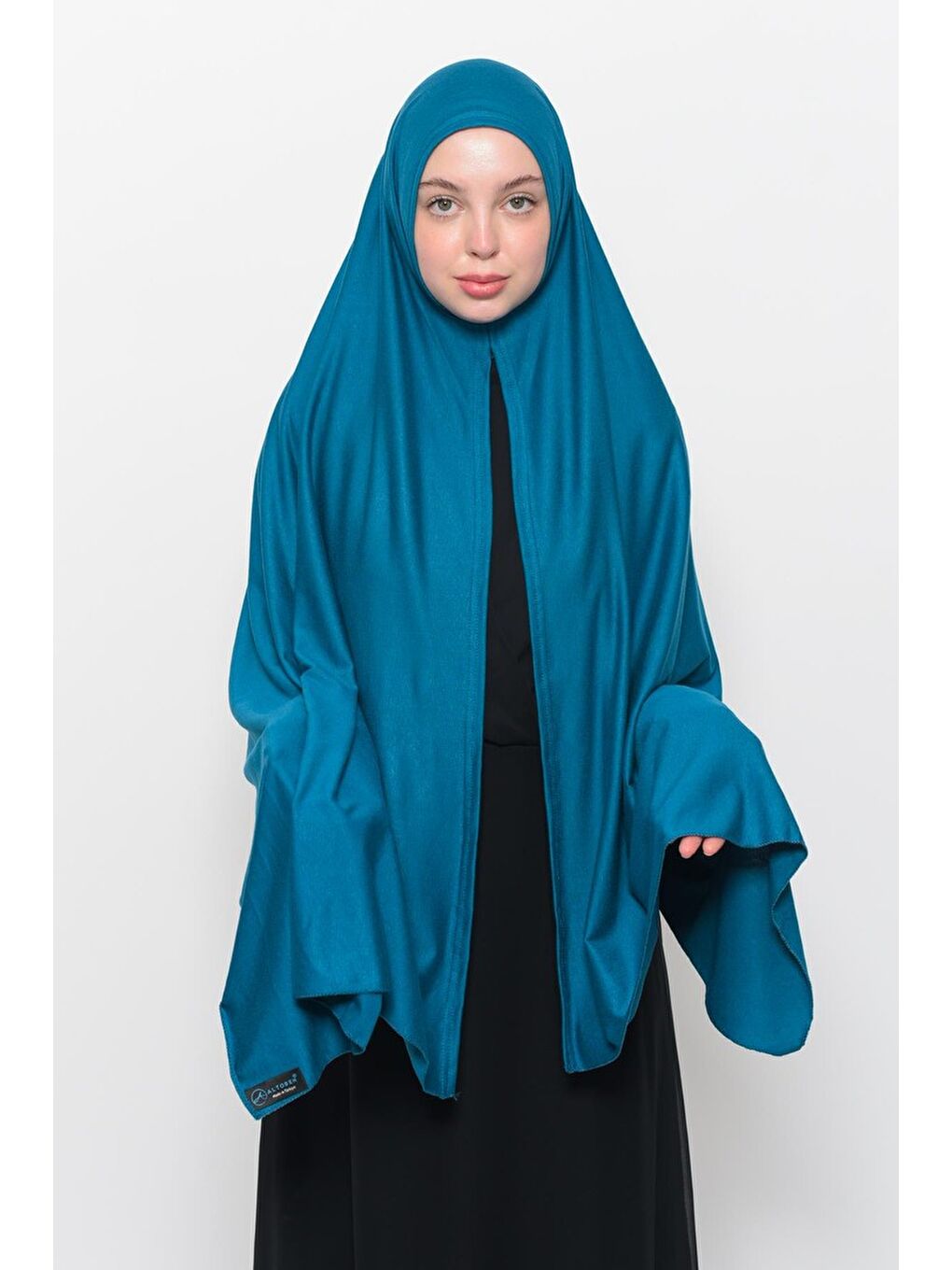 Petrol Hazır Pratik Geçmeli Lüks Organik Düz Penye Şal Eşit Hizalı-1