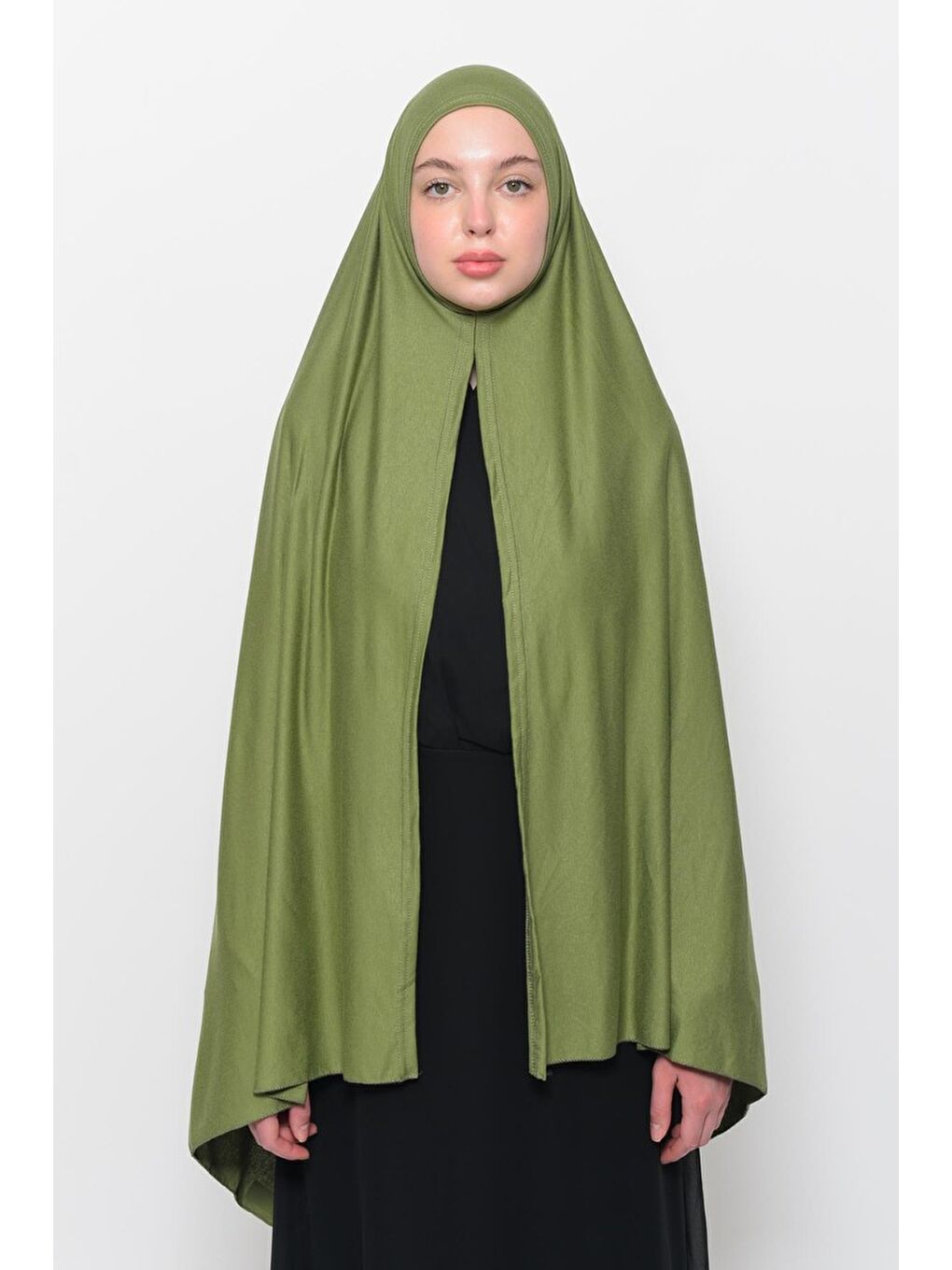 Yeşil Hazır Pratik Geçmeli Lüks Organik Düz Penye Şal Eşit Hizalı-2