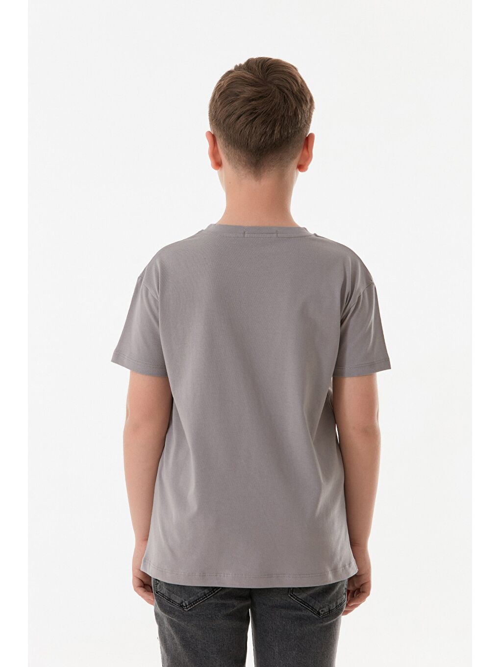 Gri Dreams Yazı Baskılı Bisiklet Yaka Erkek Çocuk Tişört-4