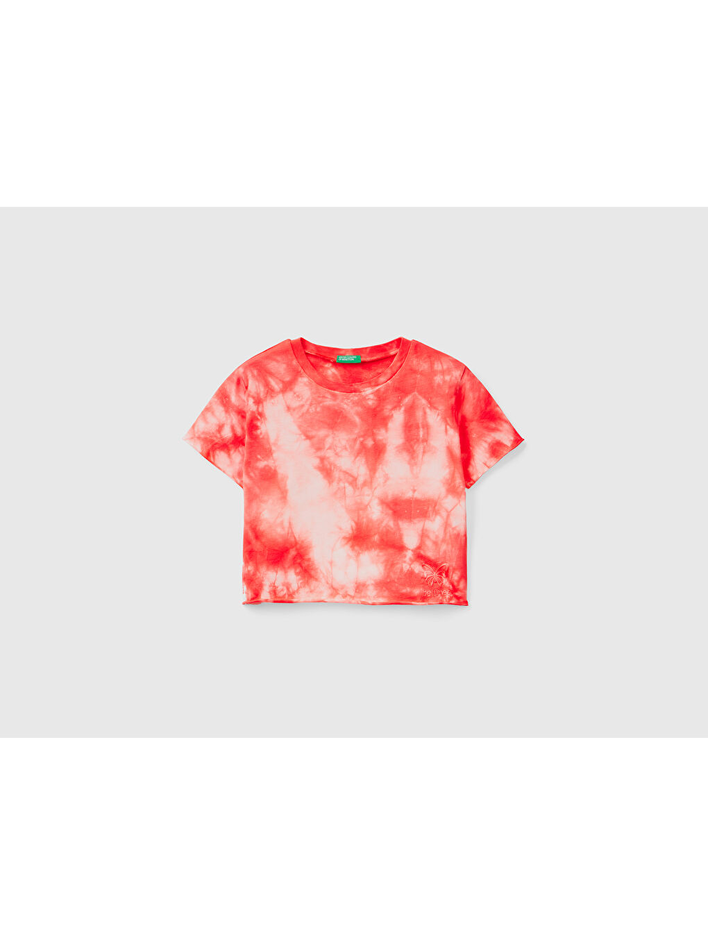 United Colors Of Benetton Kız Çocuk Pembe Melanj Batik Crop T-Shirt