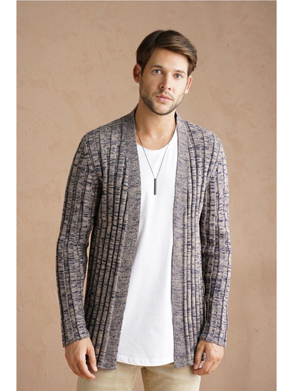 Kahverengi Erkek  Fitilli Triko Hırka