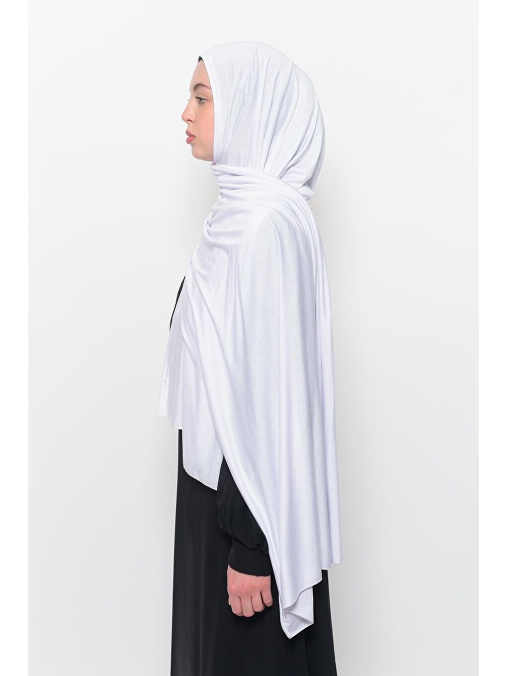 Bej Hazır Pratik Geçmeli Lüks Organik Düz Penye Şal Çapraz Hizalı-4