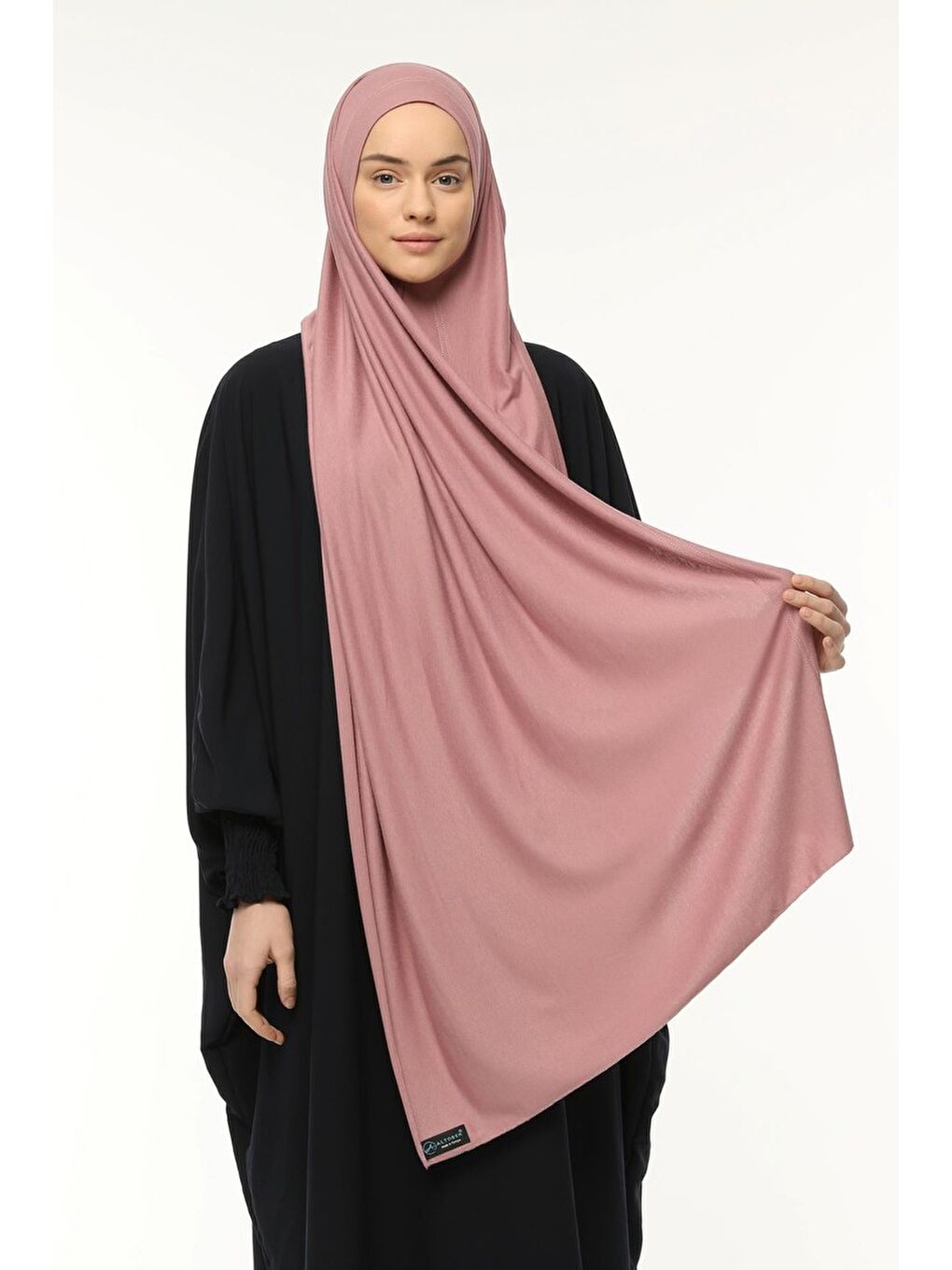 Pembe Hazır Pratik Geçmeli Lüks Organik Düz Penye Şal Çapraz Hizalı-2