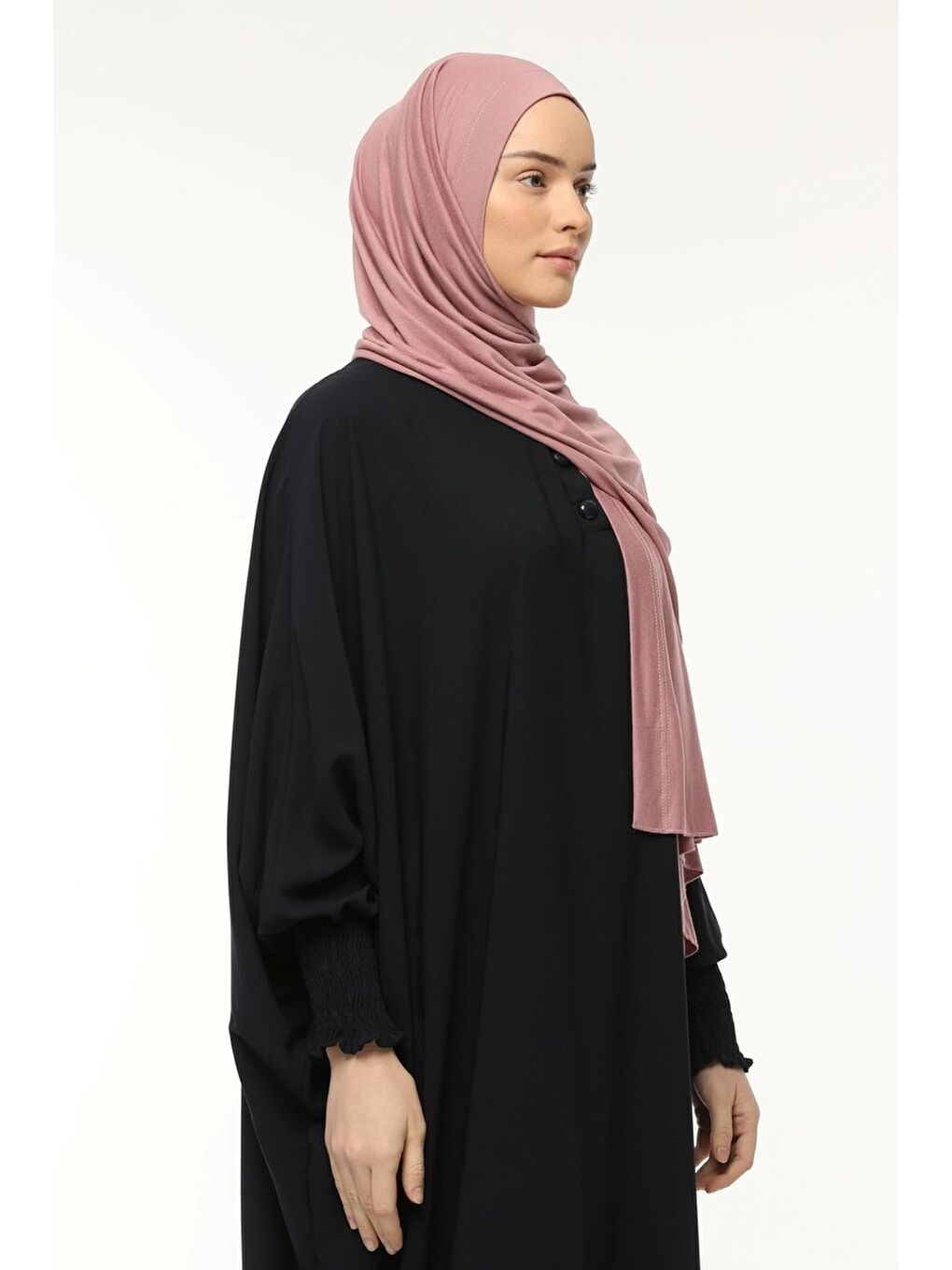 Pembe Hazır Pratik Geçmeli Lüks Organik Düz Penye Şal Çapraz Hizalı-4
