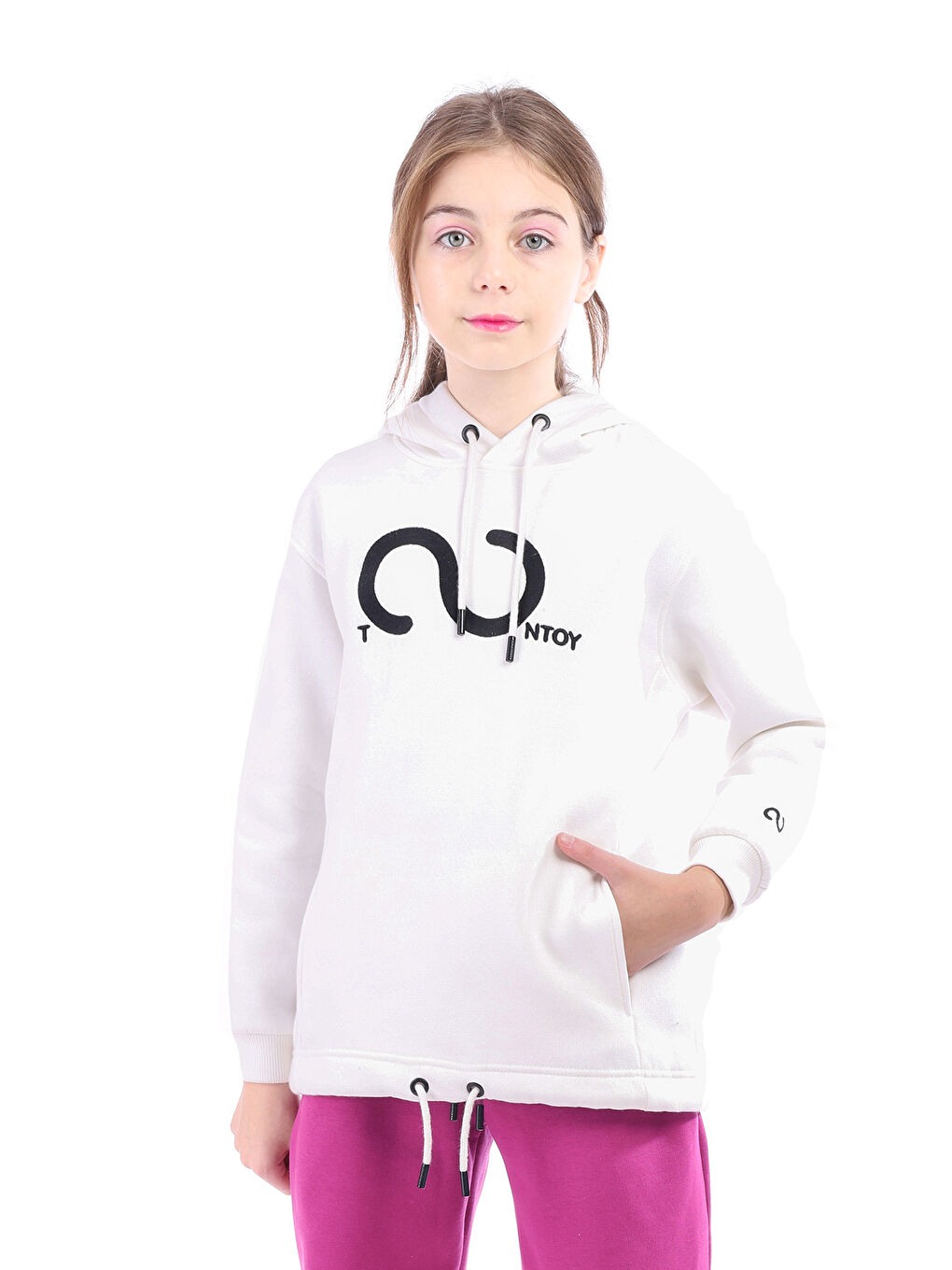 Toontoykids Ekru Kız Çocuk Nakışlı Sweatshirt