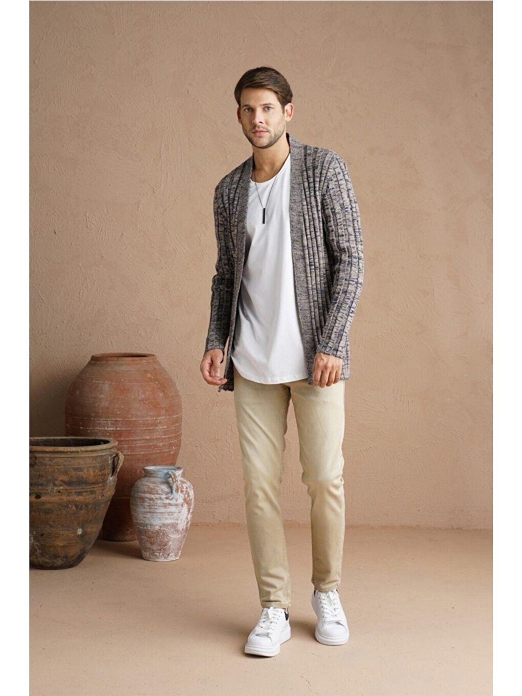 Kahverengi Erkek  Fitilli Triko Hırka-3