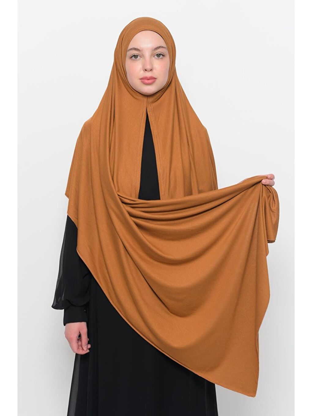 Kahverengi Hazır Pratik Geçmeli Lüks Organik Düz Penye Şal Çapraz Hizalı-1