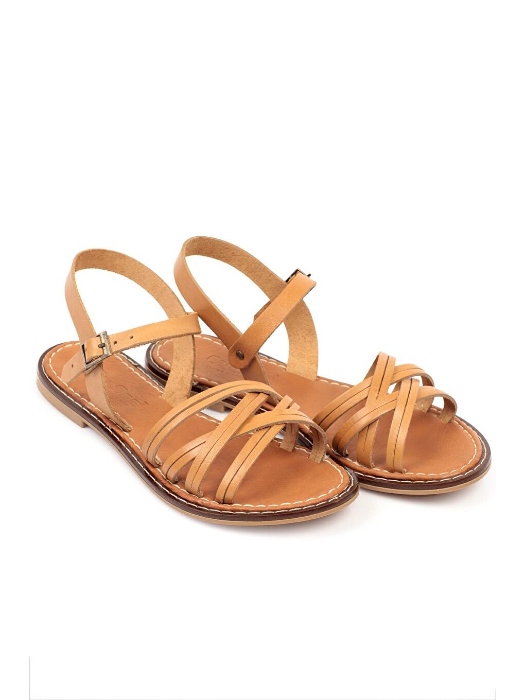 Kahverengi 830 Hakiki Deri Kadın Bodrum Sandalet-2