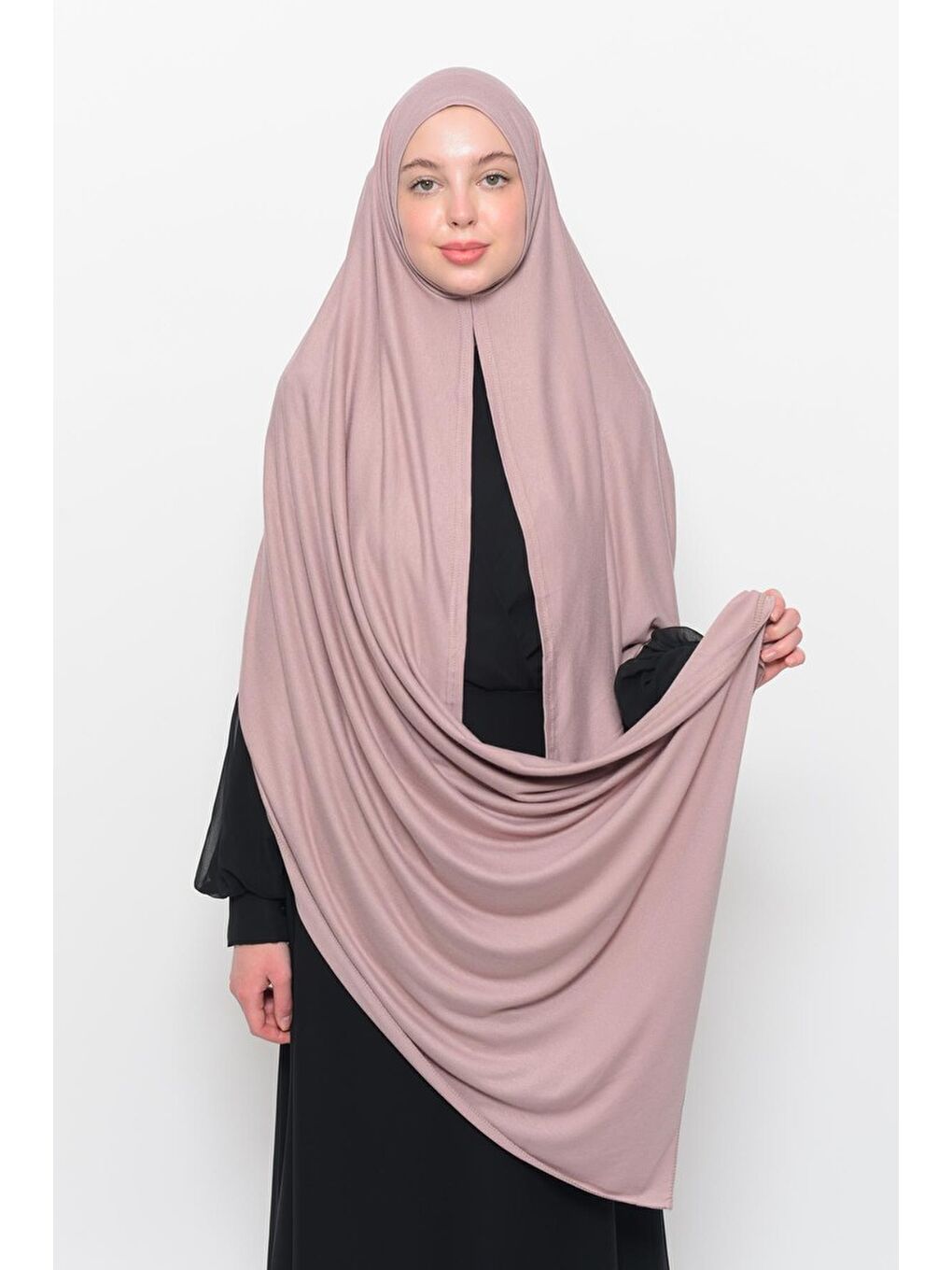 Pembe Hazır Pratik Geçmeli Lüks Organik Düz Penye Şal Çapraz Hizalı-1