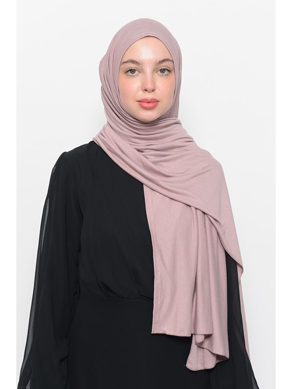 Pembe Hazır Pratik Geçmeli Lüks Organik Düz Penye Şal Çapraz Hizalı-4