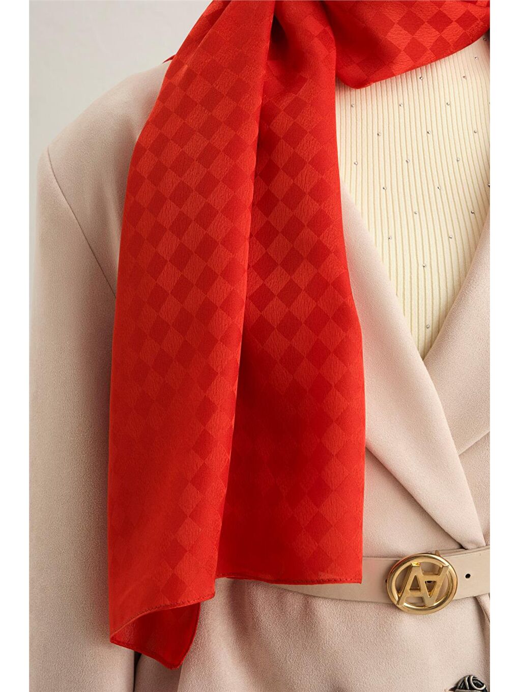 Kırmızı Trend Janjan Jakar Şal 3 21199 21219-1