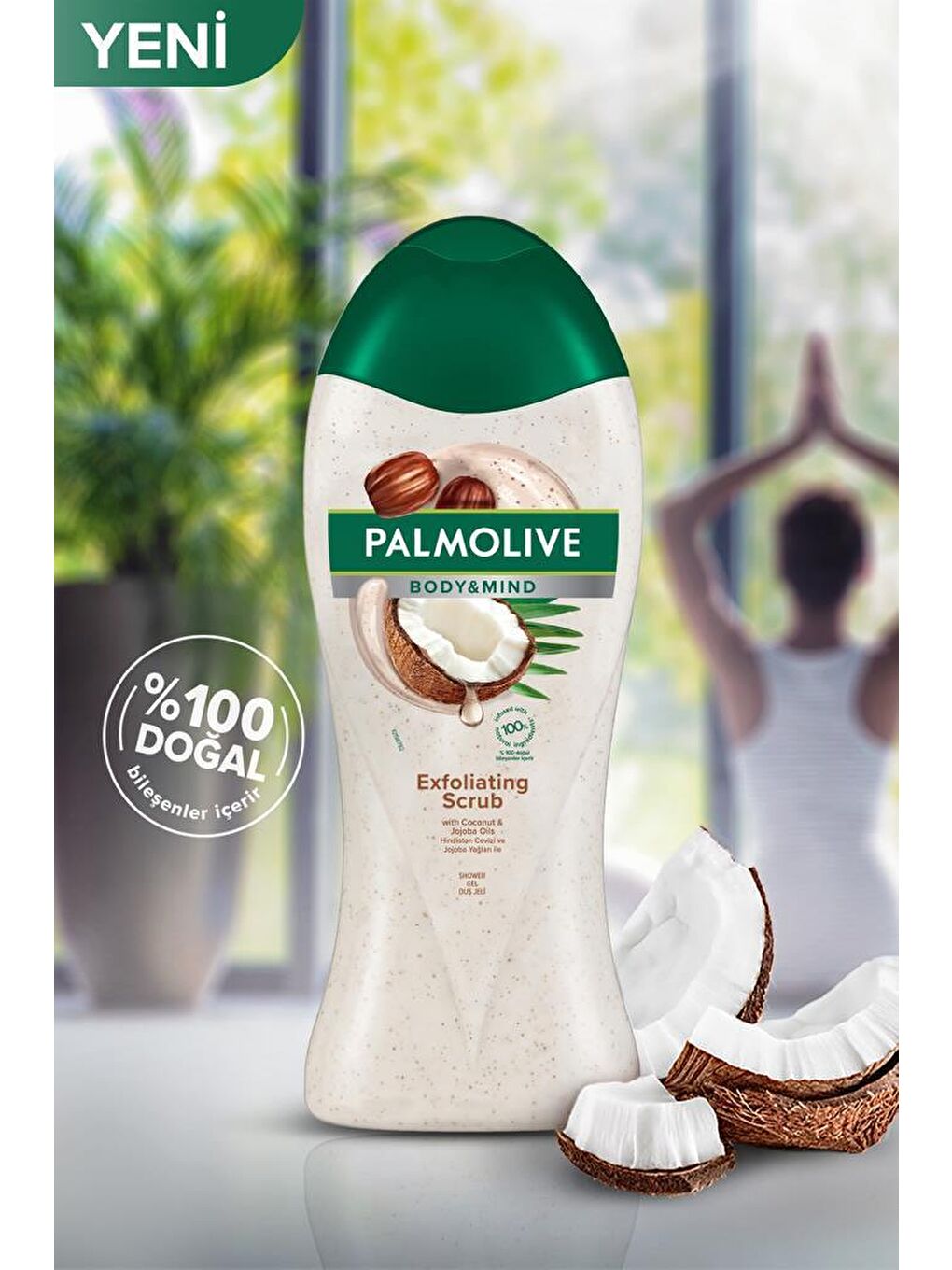 Palmolive Gri Body & Mind Hindistan Cevizi Peeling Etkili Banyo Ve Duş Jeli 500 ml x 2 Adet + Duş Lifi Hediye - 1