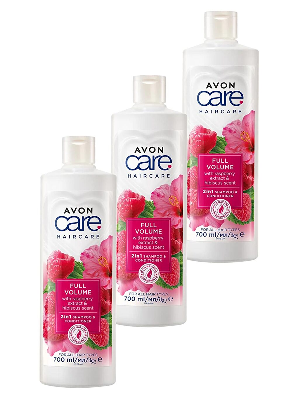 AVON Care Ahududu ve Hibiscus Kokulu Şampuan ve Saç Bakım Kremi 700 Ml. Üçlü Set