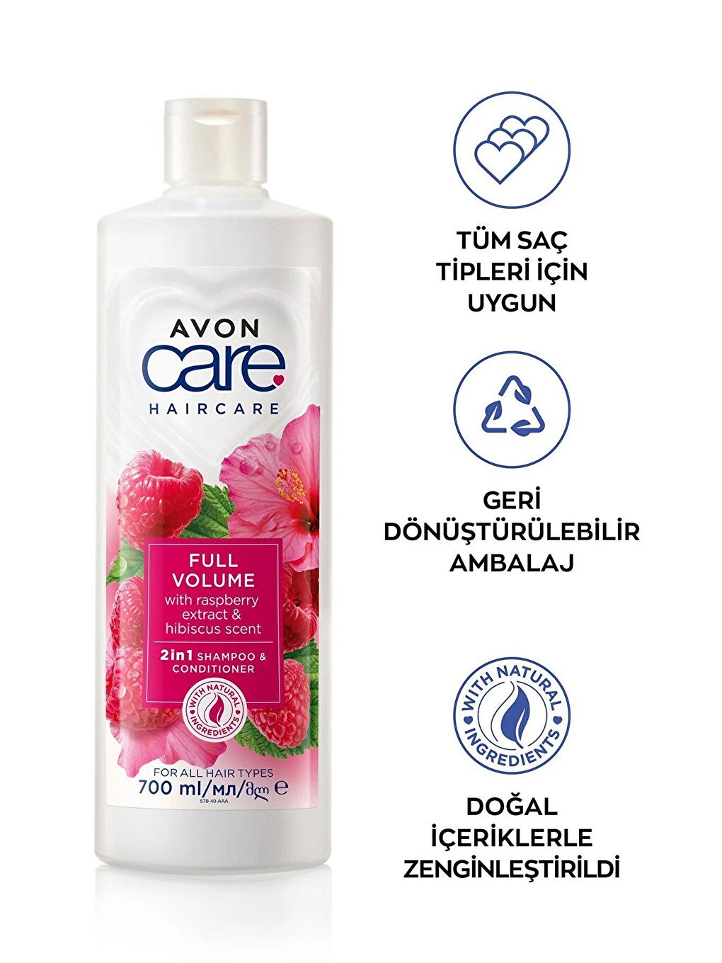 AVON Care Ahududu ve Hibiscus Kokulu Şampuan ve Saç Bakım Kremi 700 Ml. Üçlü Set - 2