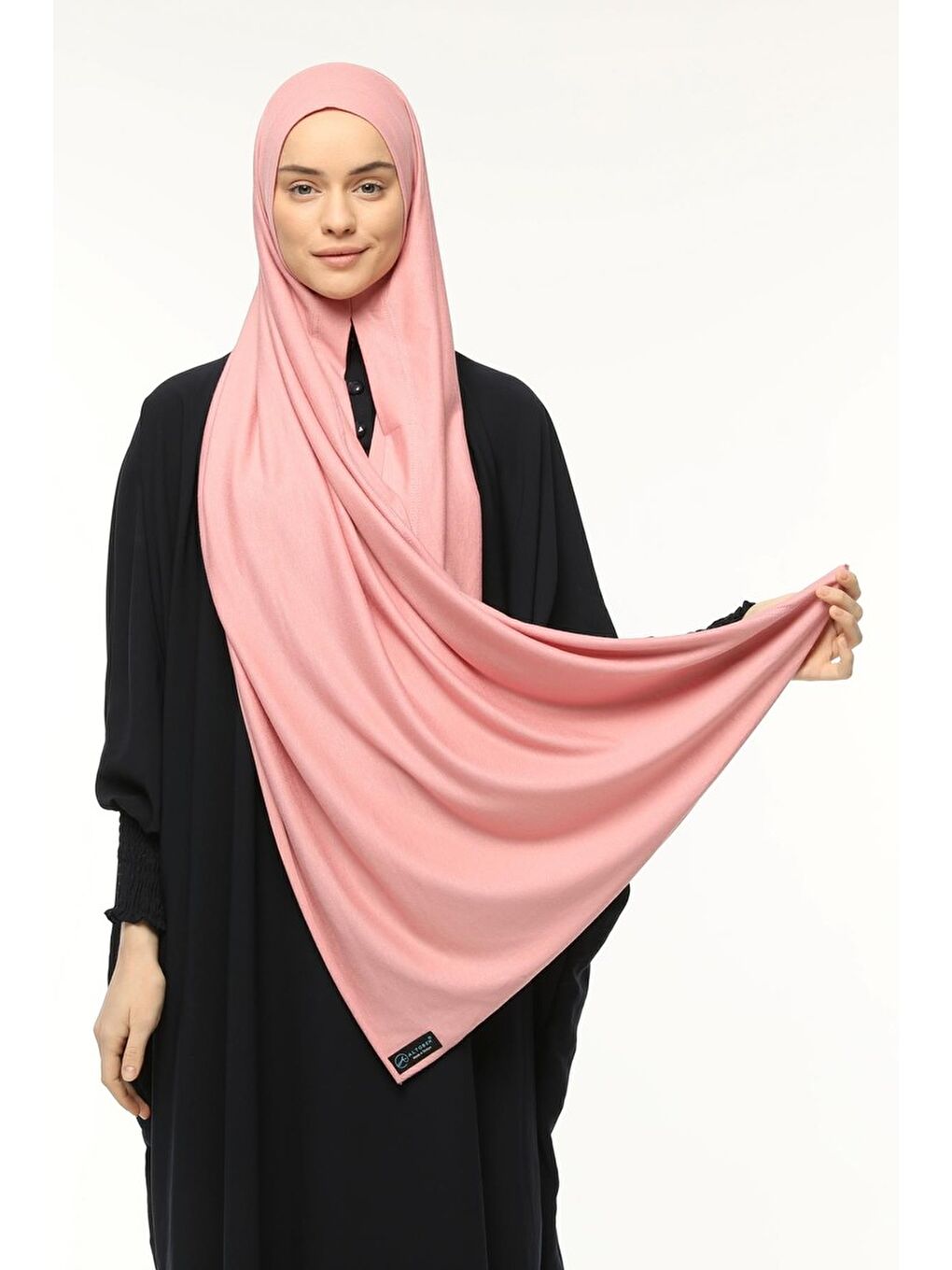Pembe Hazır Pratik Geçmeli Lüks Organik Düz Penye Şal Çapraz Hizalı-1