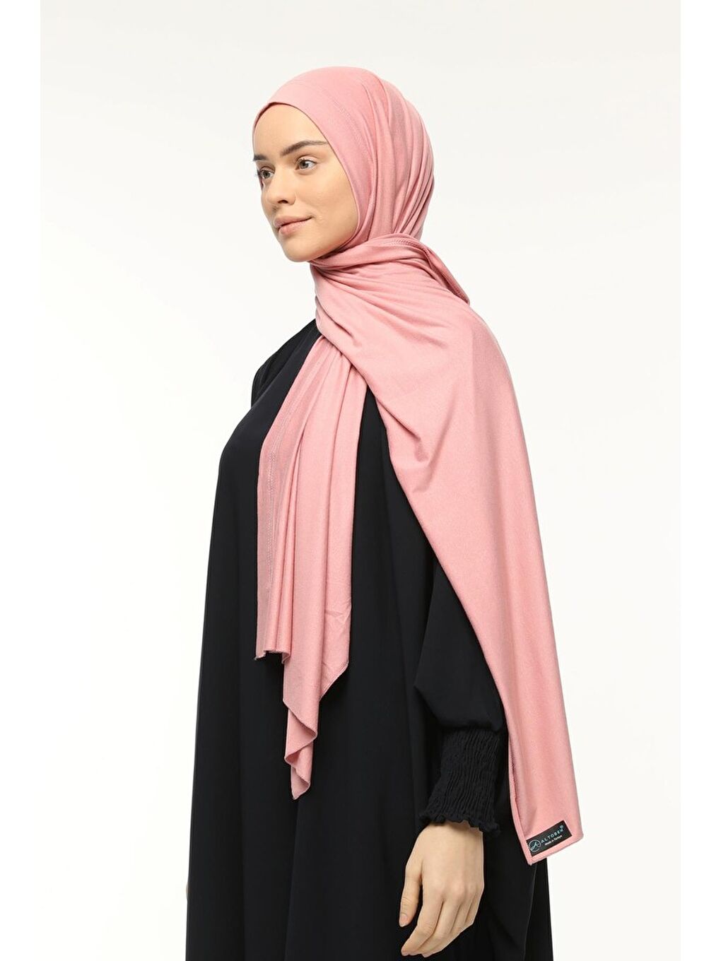 Pembe Hazır Pratik Geçmeli Lüks Organik Düz Penye Şal Çapraz Hizalı-4