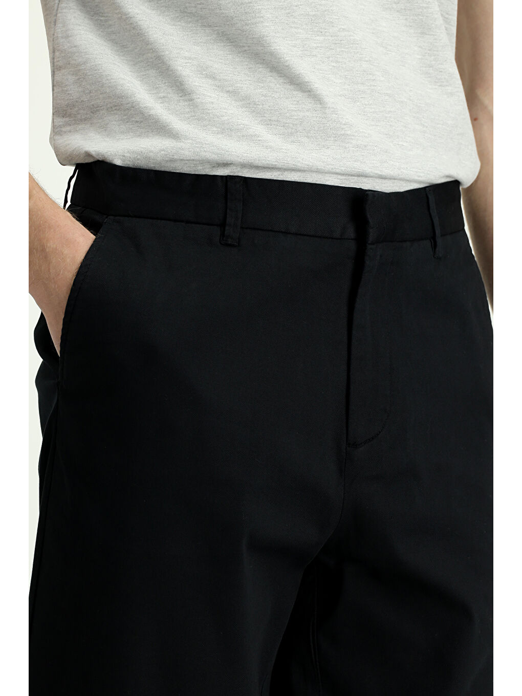 Siyah Regular Fit Elastanlı Kanvas / Chino Pantolon-4
