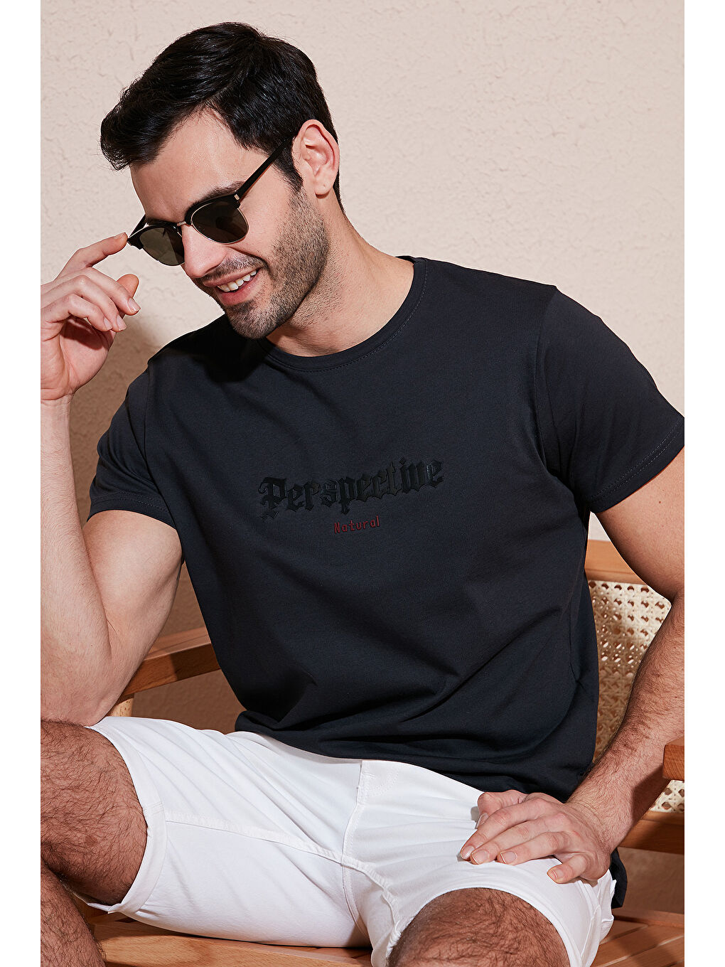 Antrasit Pamuklu Slim Fit Bisiklet Yaka Erkek %100 Pamuk Tişört 541PERSPECTIve