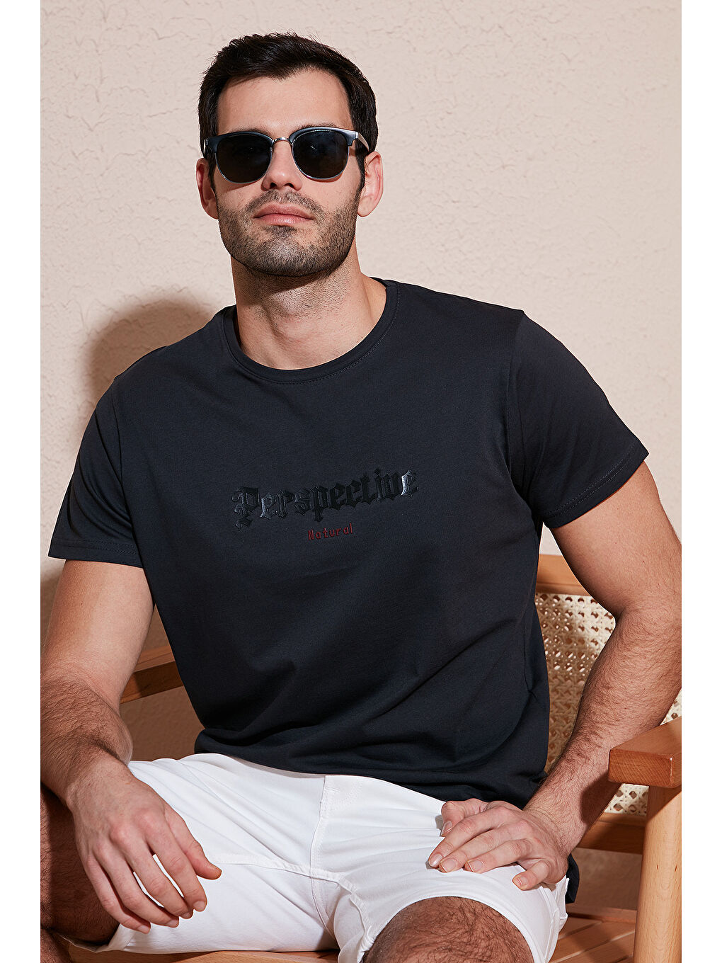 Antrasit Pamuklu Slim Fit Bisiklet Yaka Erkek %100 Pamuk Tişört 541PERSPECTIve-2