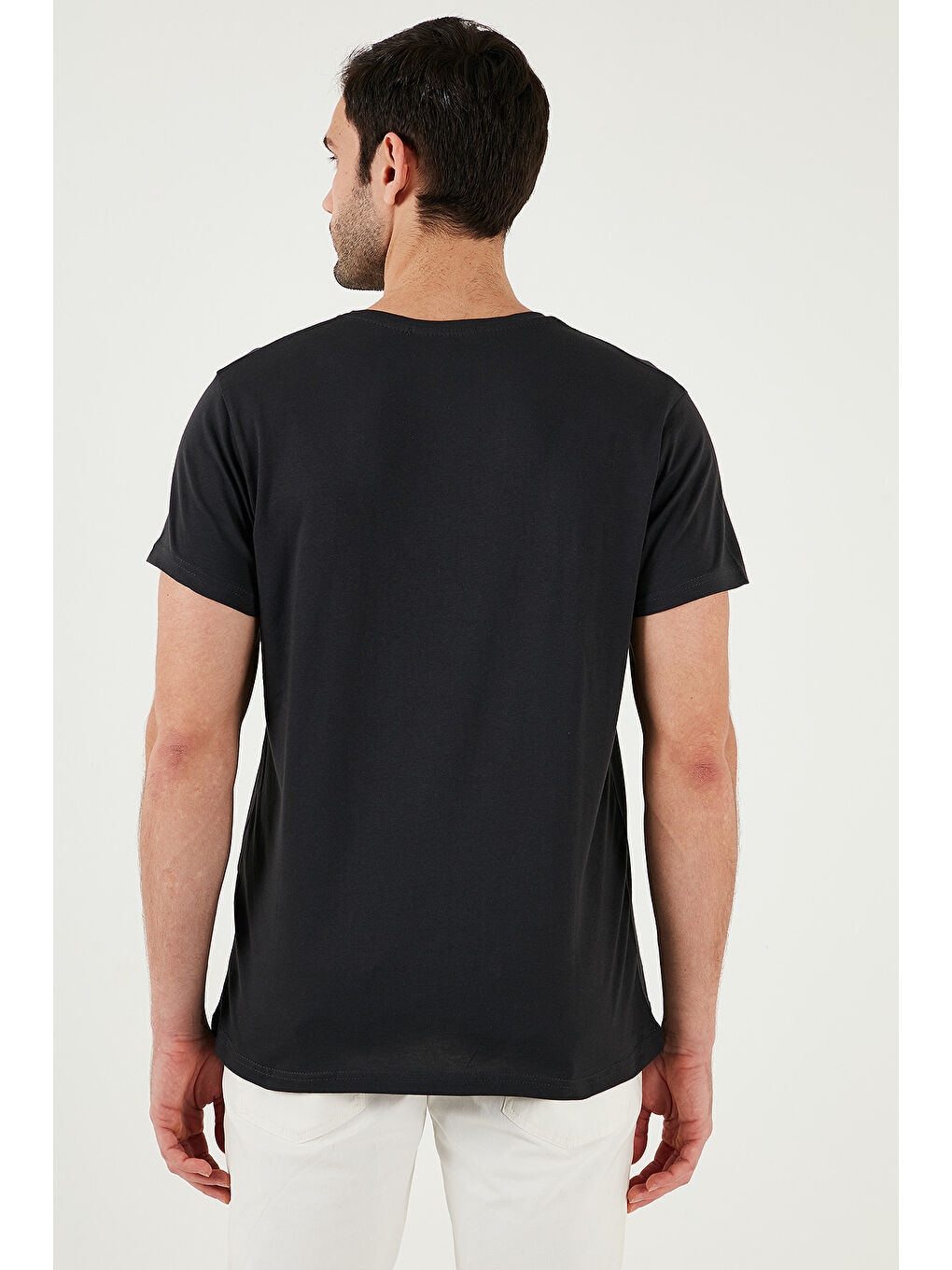 Antrasit Pamuklu Slim Fit Bisiklet Yaka Erkek %100 Pamuk Tişört 541PERSPECTIve-6