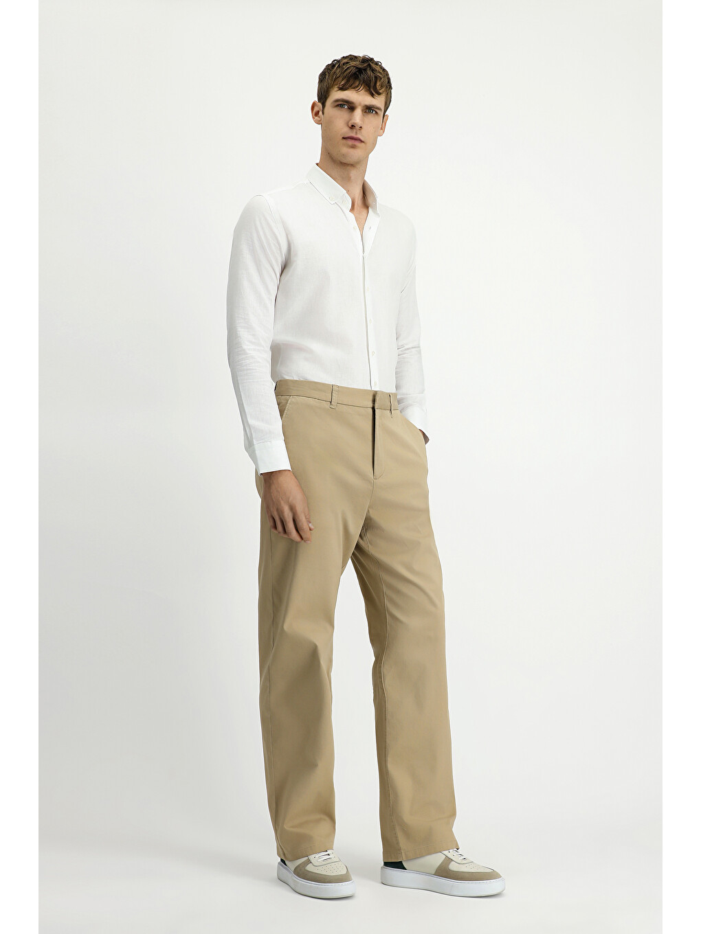 Bej Regular Fit Elastanlı Kanvas /  Chino Pantolon-2