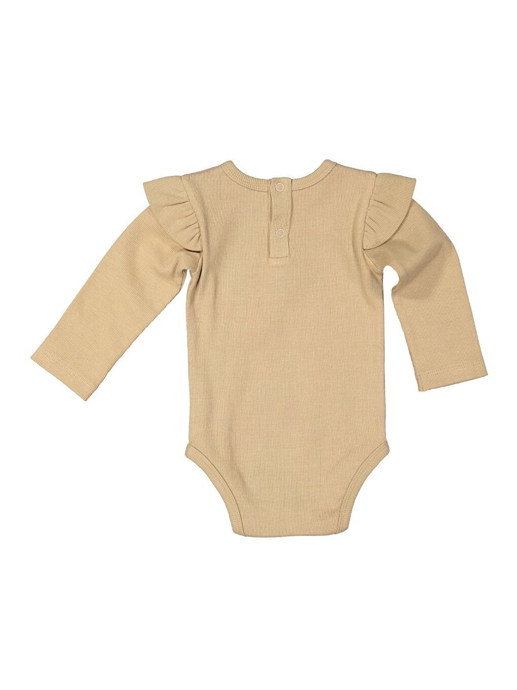 Bej Gots Sertifikalı %100 Organik Pamuk Kolları Fırfırlı Body (0-4Yaş)-1