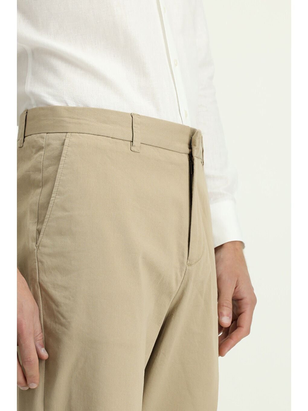 Bej Regular Fit Elastanlı Kanvas /  Chino Pantolon-4