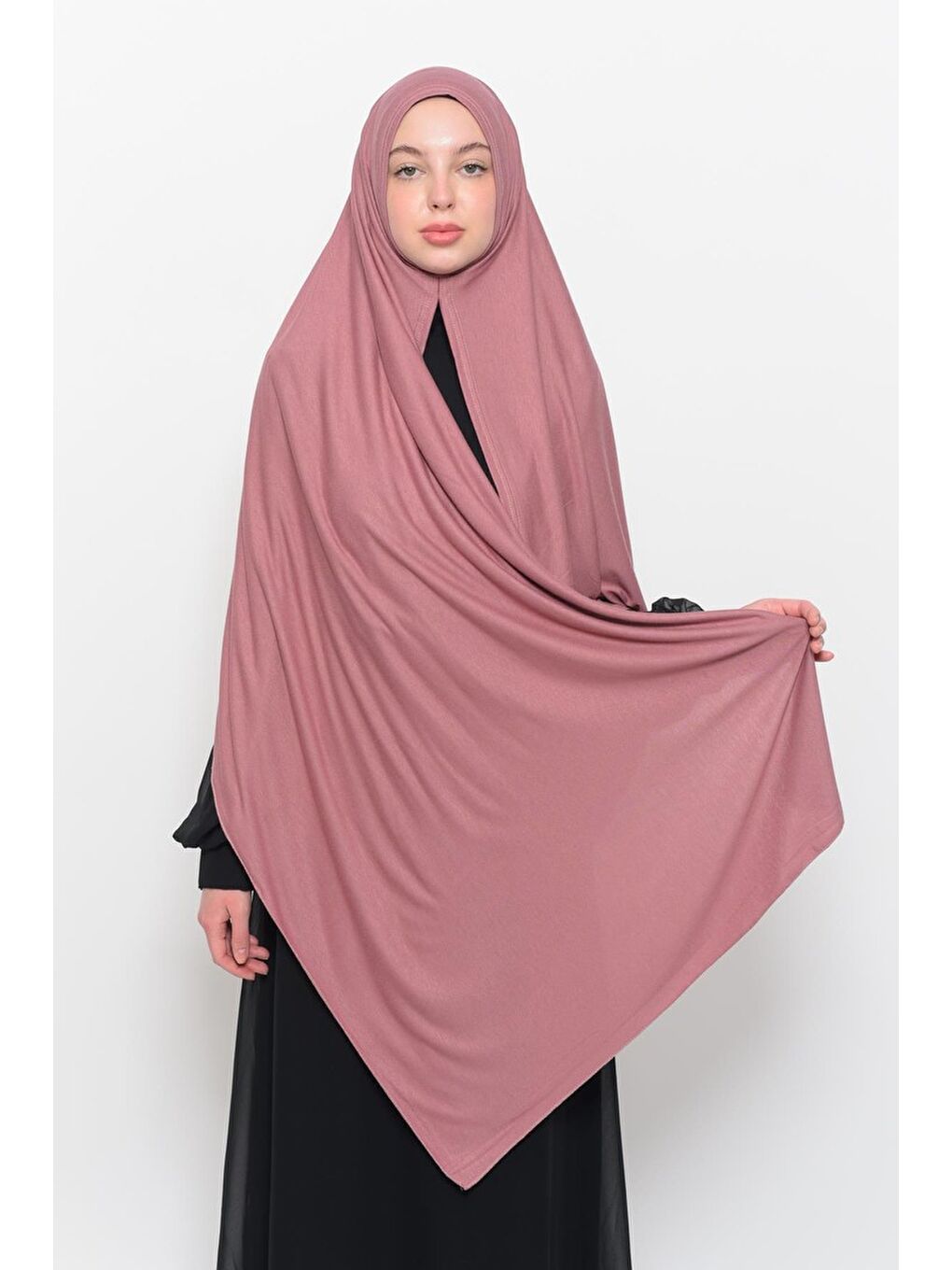 Pembe Hazır Pratik Geçmeli Lüks Organik Düz Penye Şal Çapraz Hizalı-1