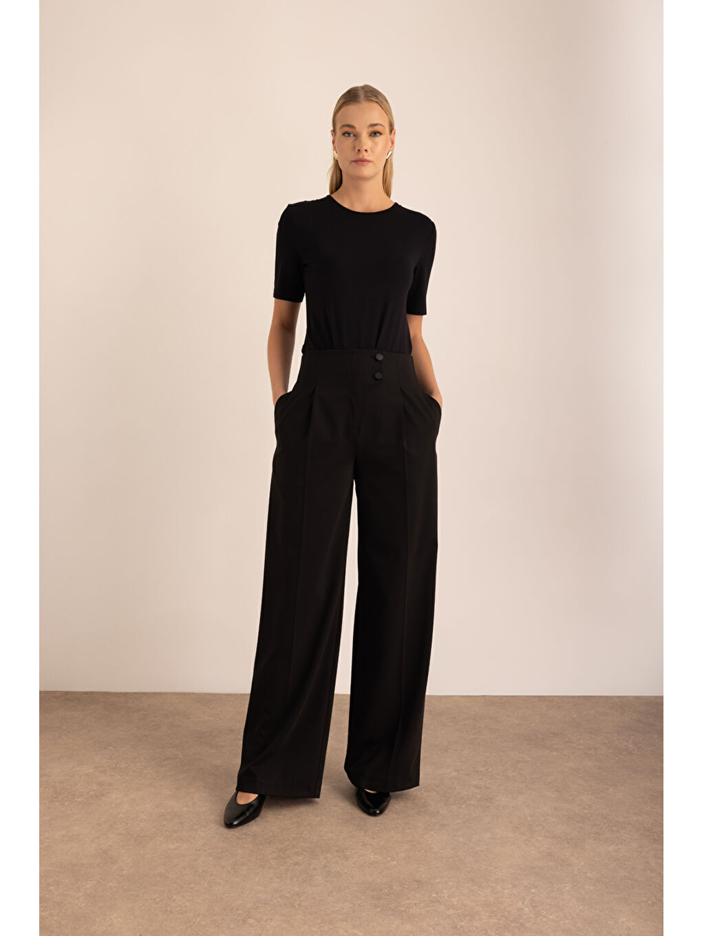 Siyah Dokuma Pantolon-1