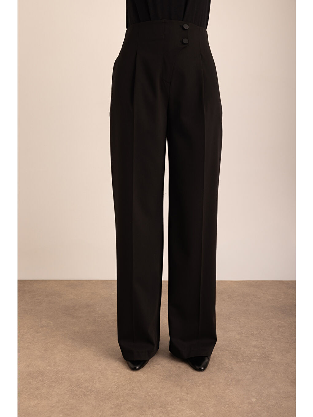 Siyah Dokuma Pantolon-2