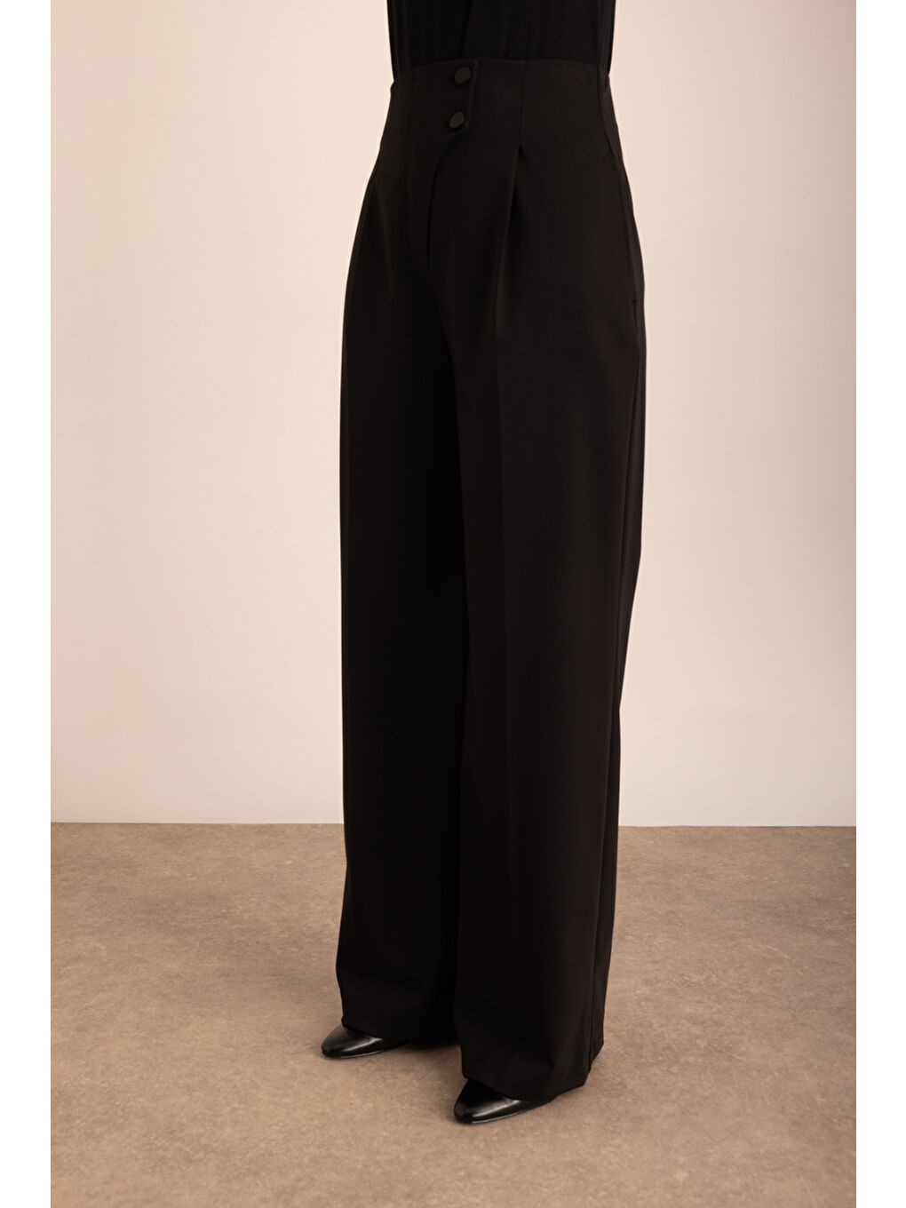 Siyah Dokuma Pantolon-4