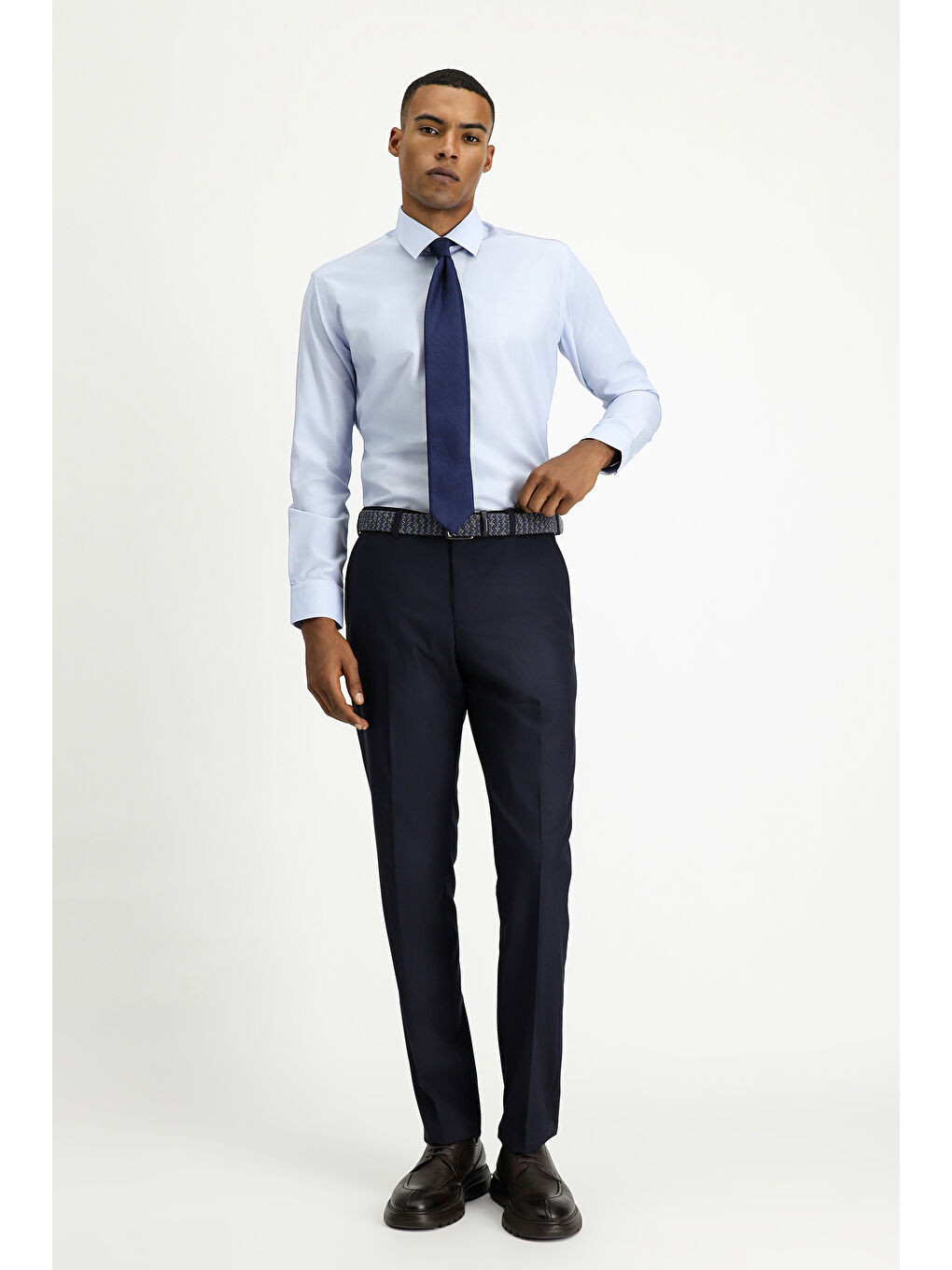 Lacivert Slim Fit Dar Kesim Klasik Kumaş Pantolon