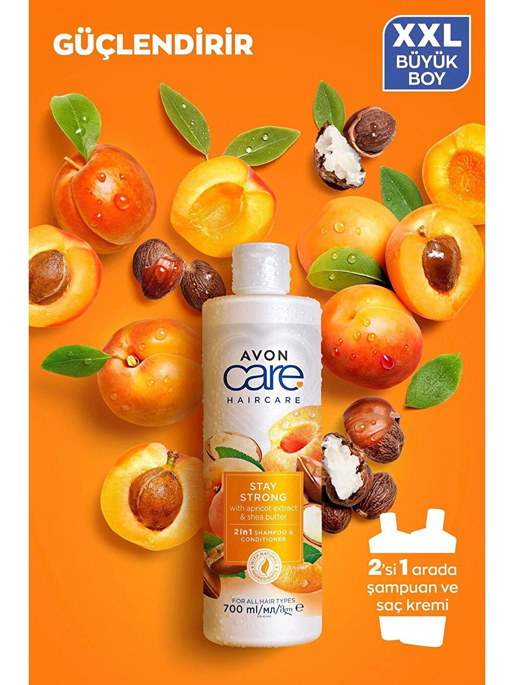 AVON Care Kayısı ve Shea Özü Şampuan ve Saç Kremi 700 Ml. Üçlü Set - 3